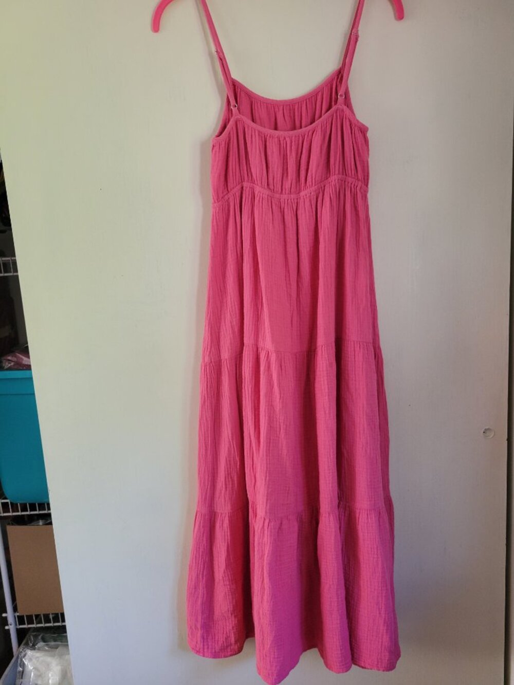 Rails Hot Pink Organic Cotton Gauze Tiered Maxi Dress Boho Vacation Flowy Sz XS - Picture 3 of 9